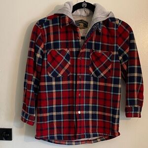 Kids Plaid Button-Down Shirt with Hood